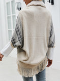 CAPE FRINGED CARDIGAN FUR COLLAR COAT