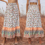 SLIM PRINT LACE-UP SPLIT SKIRT