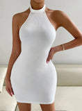 SEXY HALTER BACKLESS SLEEVELESS DRESS