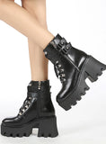 ROUND HEAD MOTORCYCLE SIDE ZIPPER MARTIN BOOTS