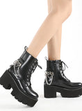 CHAIN ROUND-HEADED SPONGE CAKE THICK-SOLED BOOTS