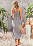 STRIPED SUSPENDER POCKET DRESS