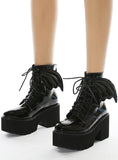 WOMEN'S PATENT LEATHER BOOTIES THICK SOLES