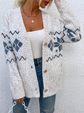 SNOWFLAKE SINGLE-BREASTED POCKET SWEATER