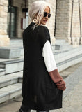 KNITTED CARDIGAN LONG SLEEVE COLOR MATCHING SWEATER COAT