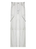 RIVETED SLACKS STRAIGHT JEANS