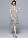 HEAVY LACE IRREGULAR SLIM DRESS