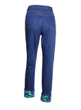 STRAIGHT PAILLETTE BEGGAR BIG HOLES JEANS