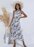HALTER PRINT SUMMER LONG DRESS