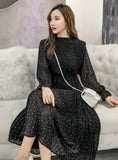 BLACK VINTAGE CLOTHES SPRING LADY LONG CHIFFON DRESS