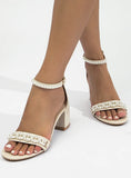 ROMAN THICK RHINESTONES AND PEARLS SANDALS