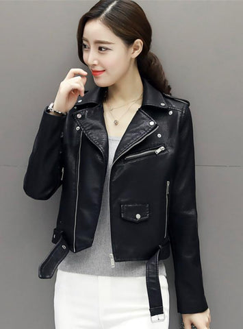 SOFT LEATHER JACKET ZIPPER MOTORCYCLE PU LEATHER JACKET