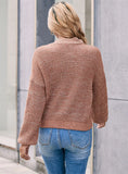 SOLID COLOR LAPEL LANTERN SLEEVE SWEATER