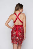 SEXY V-NECK BACKLESS FRINGED SEQUINED DRESS