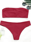 Low Waist Solid Color Strapless Sexy Swimsuit Swim