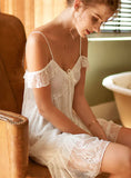 WOMEN LACE GAUZE NIGHTDRESS HOME PAJAMAS
