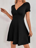 SEXY V-NECK RUFFLED DRESS