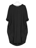 Womens Dresses Pocket Loose Dress Ladies Crew Neck