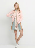 PINK WOMEN CASUAL FLORAL EMBROIDERED FEMALE COATS