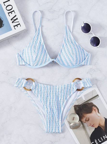 STRIPED CABLE STEEL BRACKET BIKINI