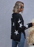 WOMEN LOOSE V-NECK KNITTED SWEATER