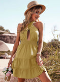 COTTON PLEATED HOLLOW DRESS