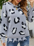 HAND-CUT HOLE TASSEL LEOPARD SWEATER