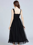 TULLE FLOCKING BOW SLING PARTY DRESS