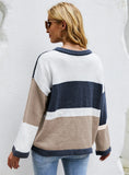 COLOR MATCHING LOOSE PULLOVER LONG SLEEVE SWEATER