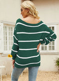 LOOSE STRIPED LONG-SLEEVED PULLOVER SWEATER
