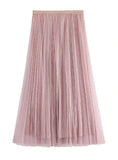 BRIGHT SILK PLEATED GAUZE SKIRT