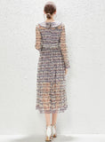 LONG TEMPERAMENT GAUZE FLORAL DRESS