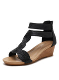 WOMEN ZIPPER WEDGE SANDALS