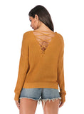 SIMPLE SOLID COLOR ROUND NECK PULLOVER SWEATER