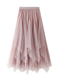WOMEN IRREGULAR GAUZE SKIRT