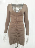 V-Neck Sheath Mini Women Bodycon Dress Spring 
