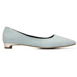 Fathion Light Blue Suede Pointed Toe Flat Shoes