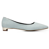 Fathion Light Blue Suede Pointed Toe Flat Shoes