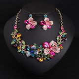 Cheap Faux Crystal Flower Necklace and Earrings