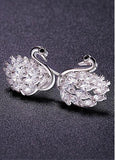 Fashion Platinum Plated Ear Studs, Micro Pave 5A Zircon Swan