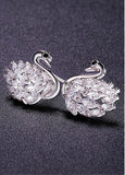 Fashion Platinum Plated Ear Studs, Micro Pave 5A Zircon Swan