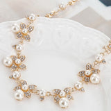 Fathion Charming Pearl Flowers Plated Necklace