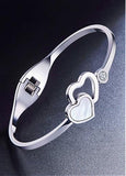 Fashion Double Hearts with Chromatic Conch, Steel ColorTitanium Steel Bangle