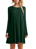 Long Sleeve Casual Loose Black Dress Pleated Mini Party Dresses