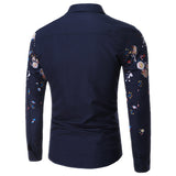 Designer Shirts for Men Casual Flowers Printing Slim Band Collar 