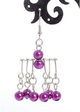 Fashion Glass Pearl Earrings, with Brass Earring Hooks, Magenta