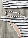Striped High Neck Bikini Top and Bottoms