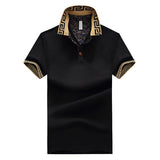  Short Sleeve Spring Summer Casual Tops Mens Stylish Polo Shirt Printed Collar