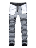 Slim Fit Men's Fashion Jeans Mid Waist Elastic Zipper Printed 