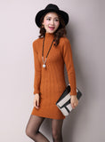 Knitted Cashmer Thick Sweater Dress Warm Women Cotton Straight Dress 